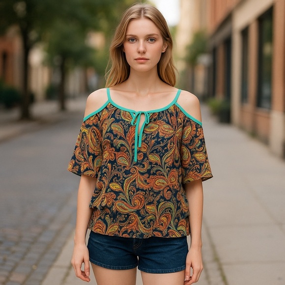 Umgee Boho Cold Shoulder Paisley Blouse Top
New - Picture 1 of 10